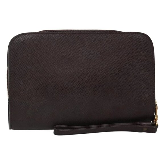 LOUIS VUITTON Taiga Baikal Clutch Bag Acajou - Picture 1 of 16